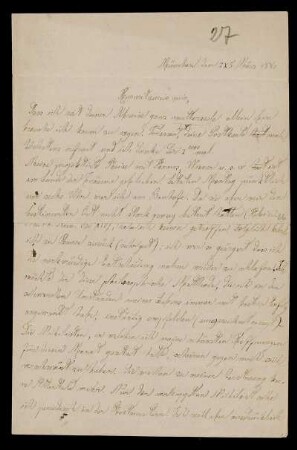 Nr. 2: Brief von Luigi Bianchi an Adolf Hurwitz, München, März 1880