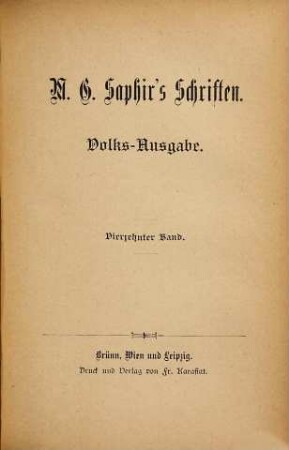 M. G. Saphir's Schriften : (In 26 Bdn.), 14