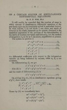 On a certain system of simultaneous differential equations.