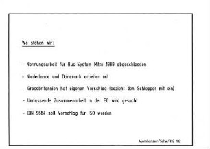 Wo stehen wir?