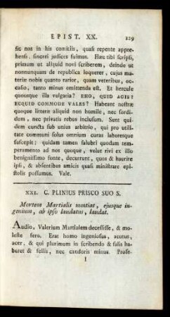 XXI. C. Plinius Prisco Suo S.