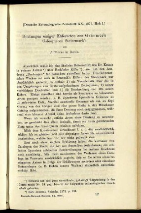 Deutungen einiger Käferarten aus Grimmer's Coleopteren Steiermark's