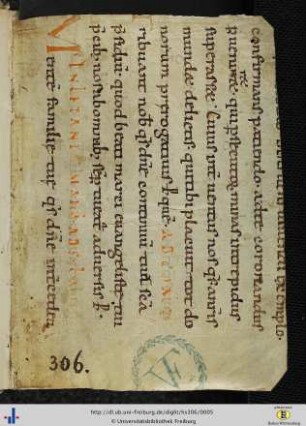 [Freistehender vorderer Spiegel] Fragment eines Sakramentars des 11. Jhs.