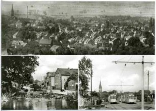 Weinböhla. Blick auf Weinböhla mit Straßenbahn