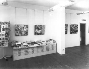 Ausstellung "Ansgar Skiba. Verlockungen und Zipora Rafaelov. Kern-Or", 12.4.-1.6.2008. Raumaufnahme mit den Gemälden "Blumen" von Ansgar Skiba