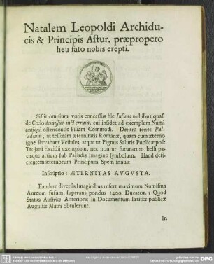 Natalem Leopoldi Archiducis & Principis Astur. praepropero heu sato nobis erepti