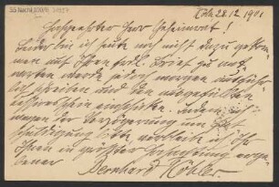 Brief an Ludwig Strecker  und B. Schott's Söhne : 28.12.1901