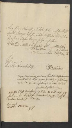 [Quittung] ... Quedlinburg [den] 12. Nov.: 1792.