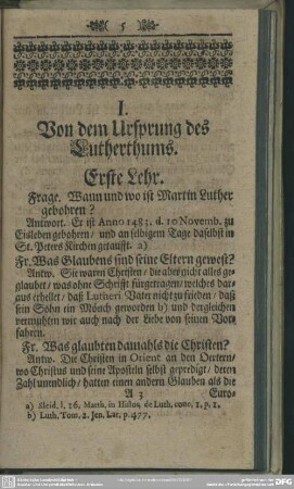 I. Von dem Ursprung des Lutherthums