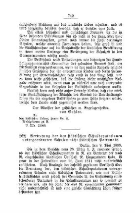 Vertretung der den städtischen Schuldeputationen untergeordneten Schulen nicht städtischen Patronats : [V. Volksschulen]