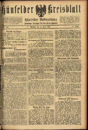 Ausgabe vom Montag, den 12. Juni 1922.