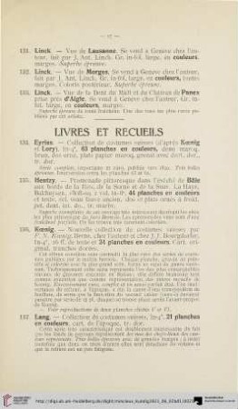 Livres et recueils (Nr. 134-289)