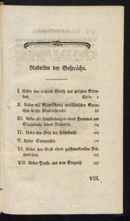 Rubriken der Gespräche