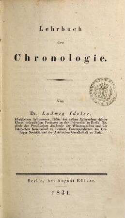 Lehrbuch der Chronologie