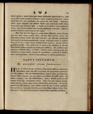 Caput Secundum. De universali virium fundamento.