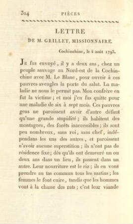 Lettre de M. Grillet, Missionnaire
