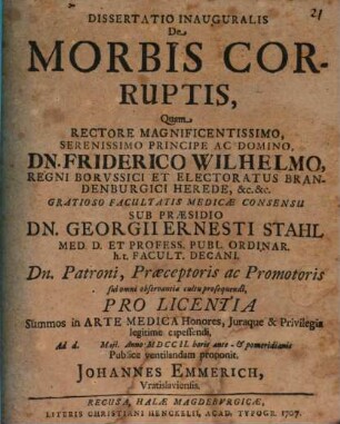Dissertatio Inauguralis De Morbis Corruptis