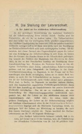 III. Die Stellung der Lehrerschaft