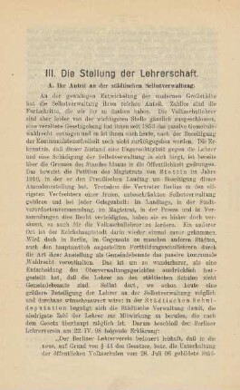 III. Die Stellung der Lehrerschaft