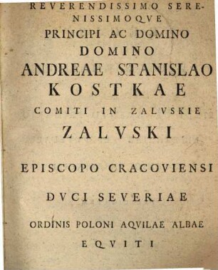 Gentis Zalvsciae Oracvla Rei Literariae Avspicatissima