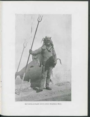 [Photograph of] Devil wearing an old paste mask in carnival, Huizquilucan, Mexico.