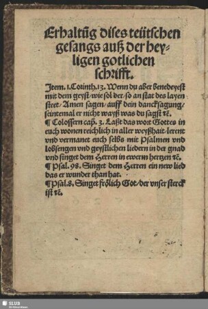Erhaltu[n]g dises teutschen gesangs auß der heyligen gotlichen schrifft