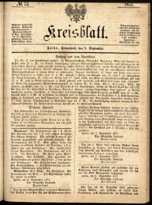 Ausgabe vom Samstag, den 09. September 1871.