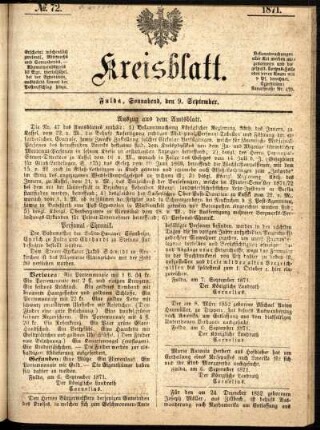 Ausgabe vom Samstag, den 09. September 1871.