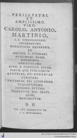 Perillustri. Et. Amplissimo. Viro. Carolo.Antonio. Martinio…