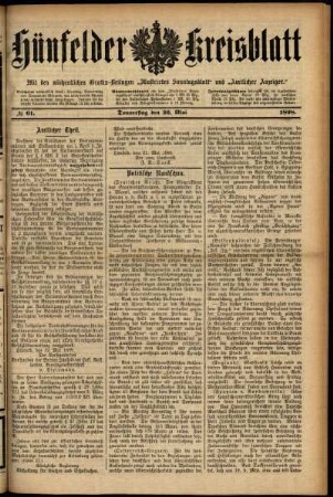 Ausgabe vom Donnerstag, den 26. Mai 1898.