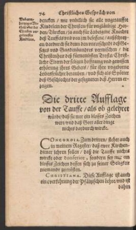 Die dritte Aufflage von der Tauffe ...