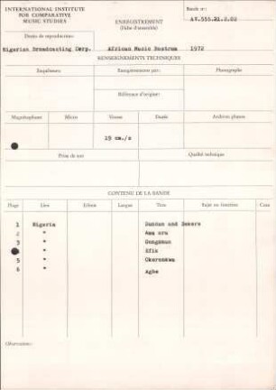 African Music Rostrum 1972
