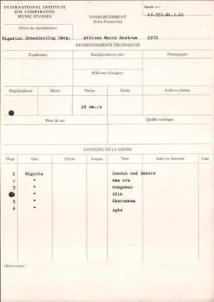 African Music Rostrum 1972