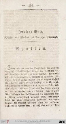 Zweites Buch: Religion und Mythus des Dorischen Stammes