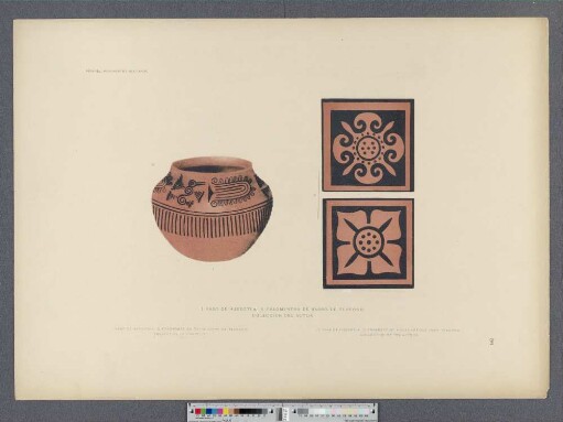 1. Vaso de Huexotla. 2. Fragmentos de barros de Texcoco. Coleccion del autor.