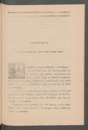 Capítulo V - Una jira campestre que acaba en un duelo