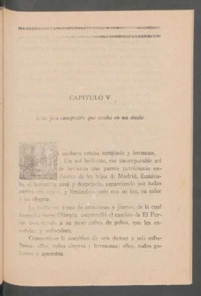 Capítulo V - Una jira campestre que acaba en un duelo