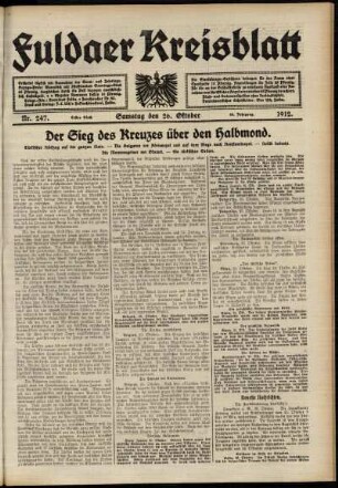 Erste Ausgabe vom Samstag, den 26. Oktober 1912.