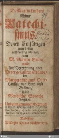 D. Martin Luthers Kleiner Catechismus