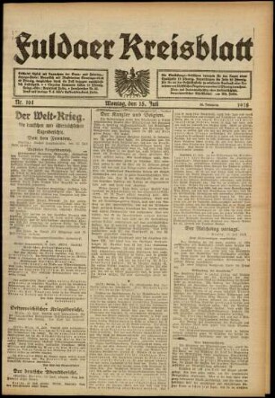 Ausgabe vom Montag, den 15. Juli 1918.