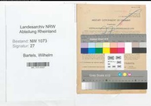Entnazifizierung Wilhelm Bartels , geb. 14.05.1888 (Steuerinspektor)