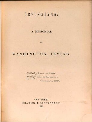 Irvingiana : a memorial of Washington Irving