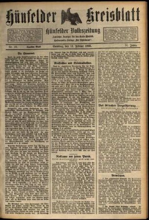 Zweite Ausgabe vom Samstag, den 13. Februar 1926.