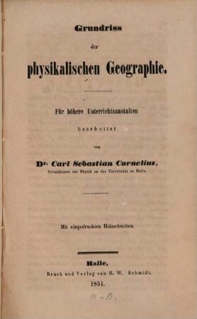 Mathematische und physikalische Geographie nebst Chronologie : drei Theile, 2. Grundriss der physikalischen Geographie