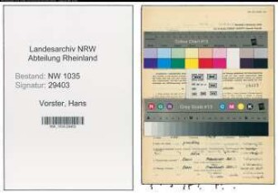Entnazifizierung Hans Vorster , geb. 08.05.1886 (Bergassessor)