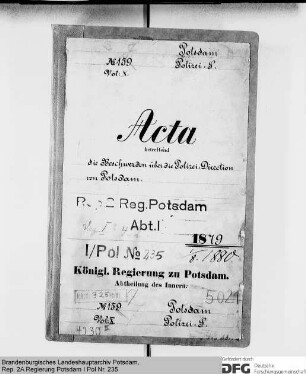 Polizeiverwaltung und Beschwerden über sie in Potsdam