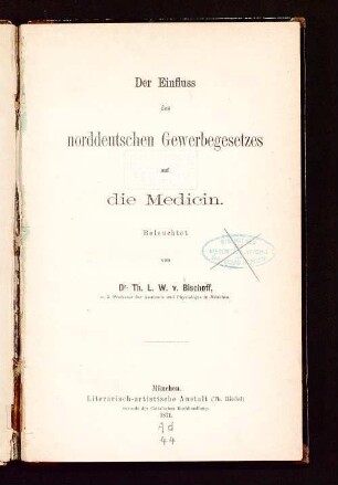 Der Einfluss des norddeutschen Gewerbegesetzes auf die Medicin