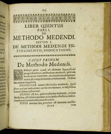 Sectio I. De Methodi Medendi Instrumento, Indicatione.