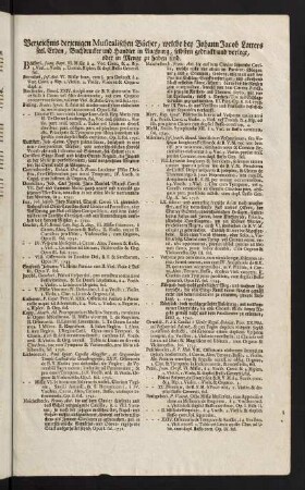 Verzeichnis derjenigen Musicalischen Bücher [...]