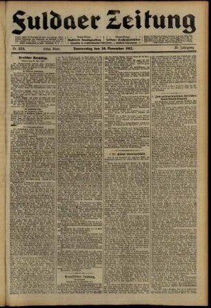 Erste Ausgabe vom Donnerstag, den 28. November 1912.